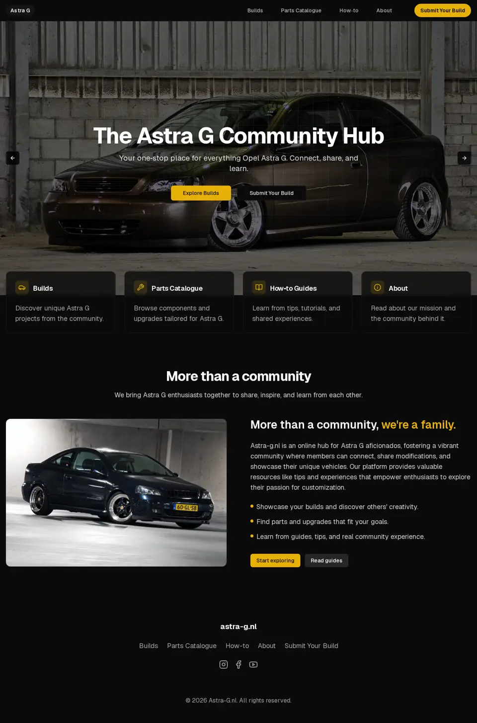 Screenshot of the Astra-G website